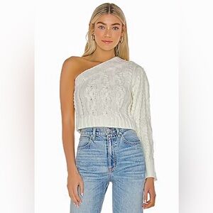For Love & Lemons NWT Quinn One Shoulder Sweater in Ivory Size Medium